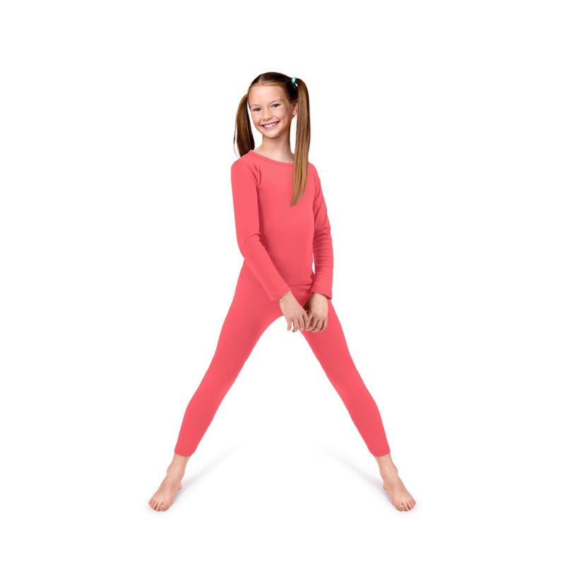 Rocky Thermal Underwear Kids Girls Thermal Underwear Set Long Johns kid Thermals Kid Base Layer kids thermals top bottom set, Coral, Medium, Standard-185 GSM, THERMALS SET - Image 1